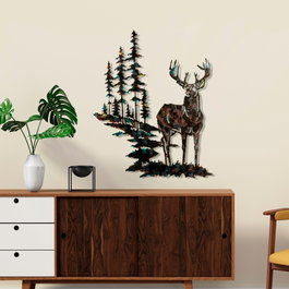 Wallity Deer Escultura de Pared de Metal Multicolor